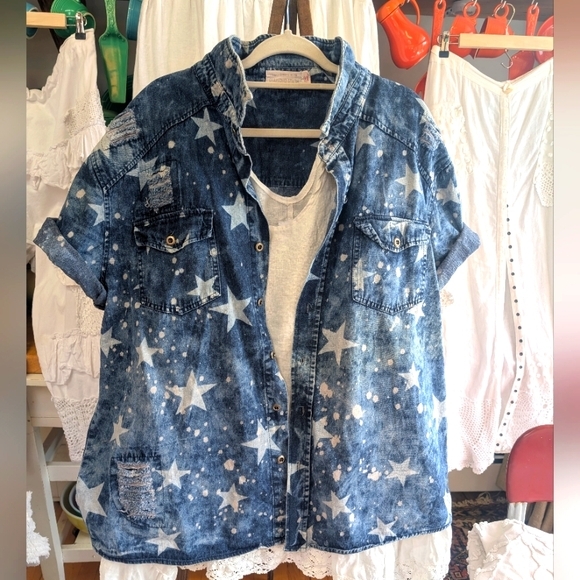 "New"DIAMOND STASH STAR DENIM TUNIC - Picture 3 of 13